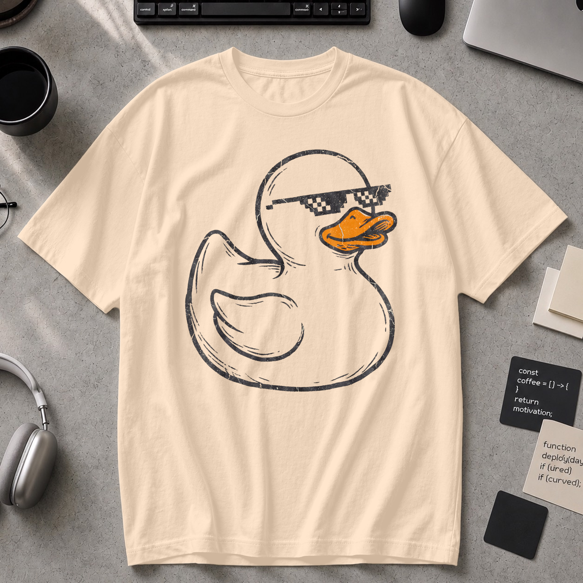 Rubber Duck Line Art Premium Shirt - Ivory