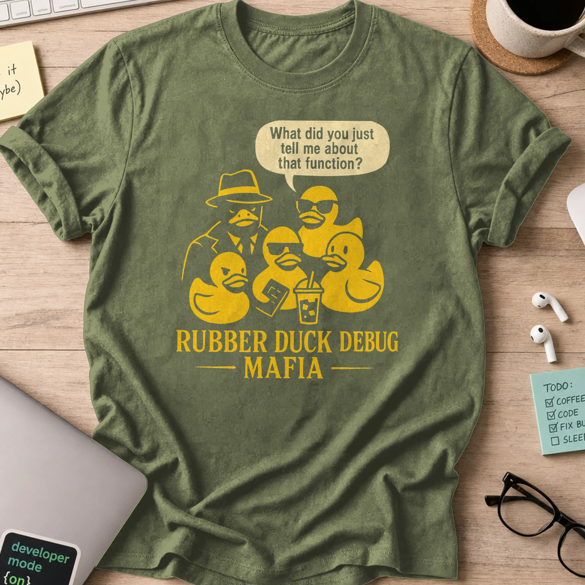 rubber duck debug mafia shirt - Military Green