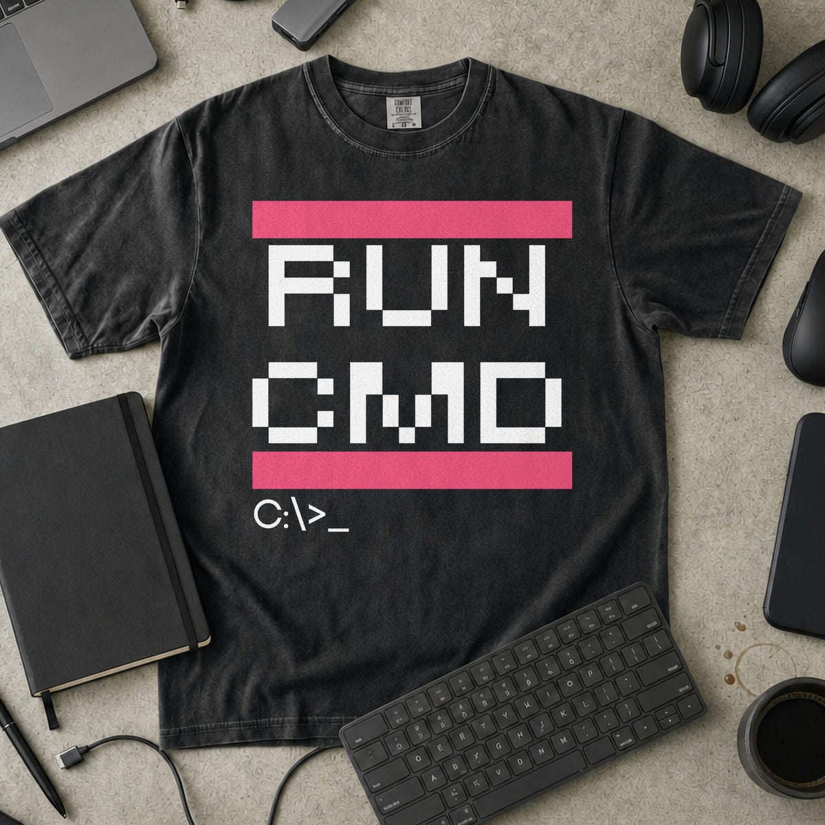 RUN CMD Premium Shirt — black Premium Shirt mock-up
