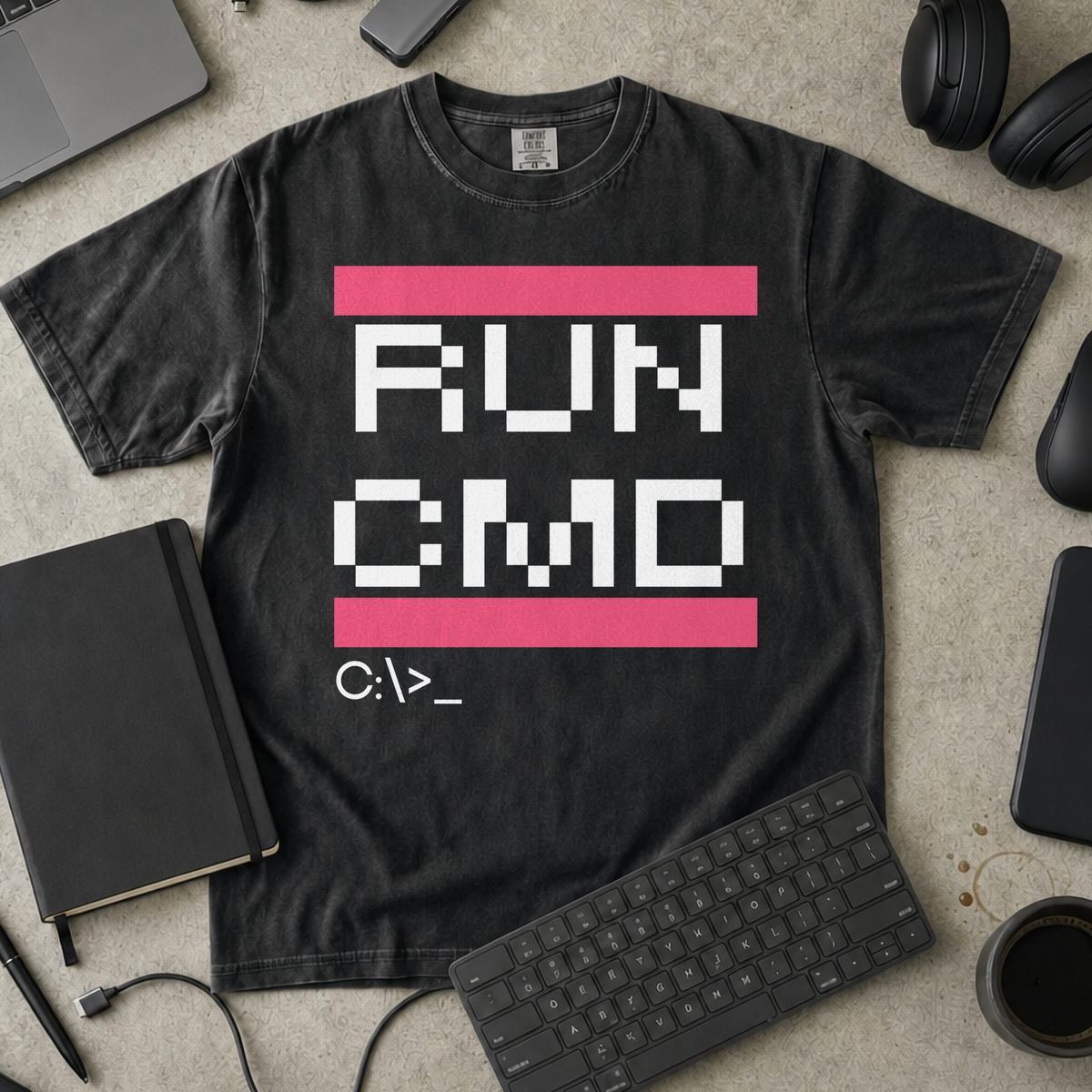 RUN CMD Premium Shirt — black Premium Shirt mock-up