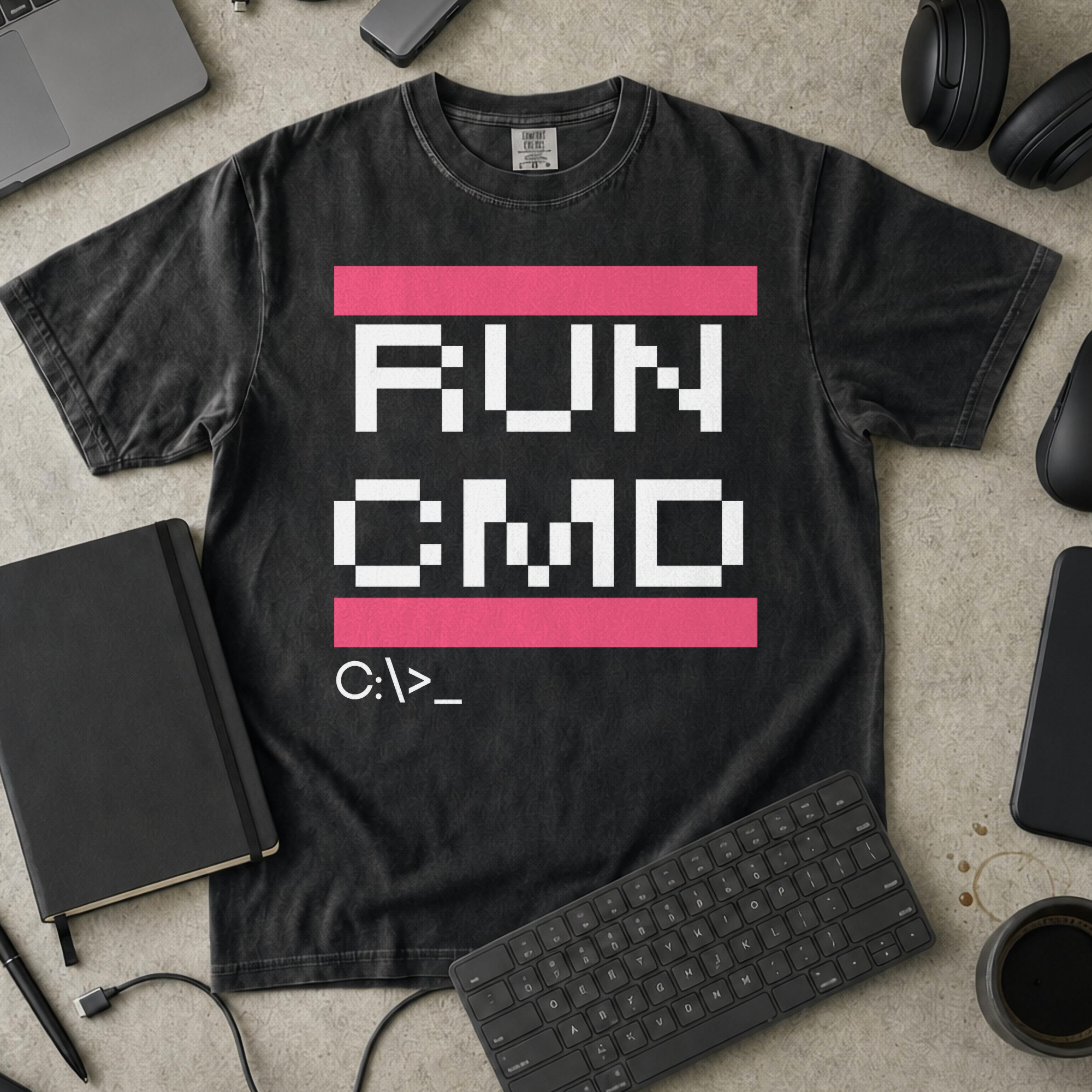 RUN CMD Premium Shirt — black Premium Shirt mock-up