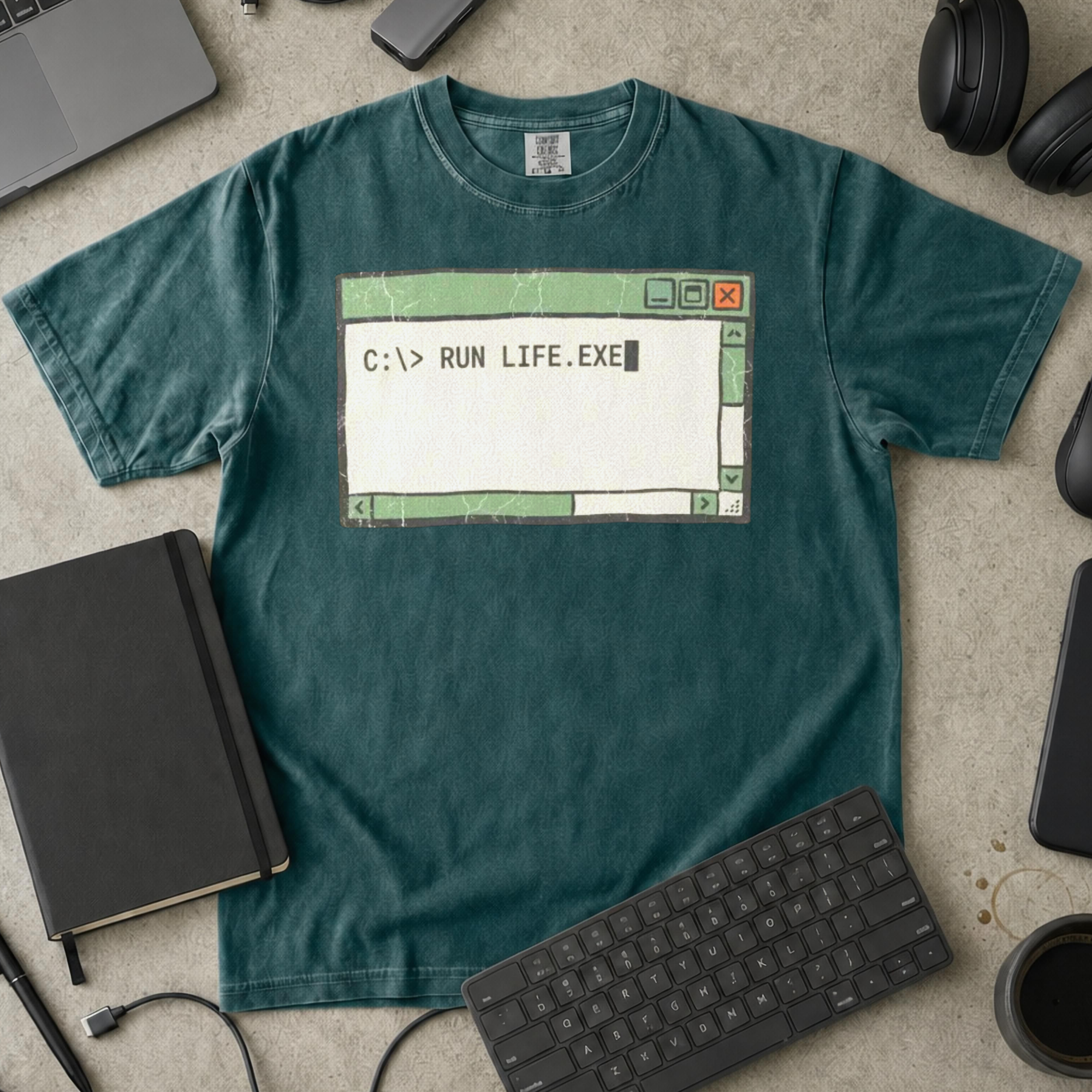 Run Life.exe Premium Shirt — blue spruce Premium Shirt mock-up