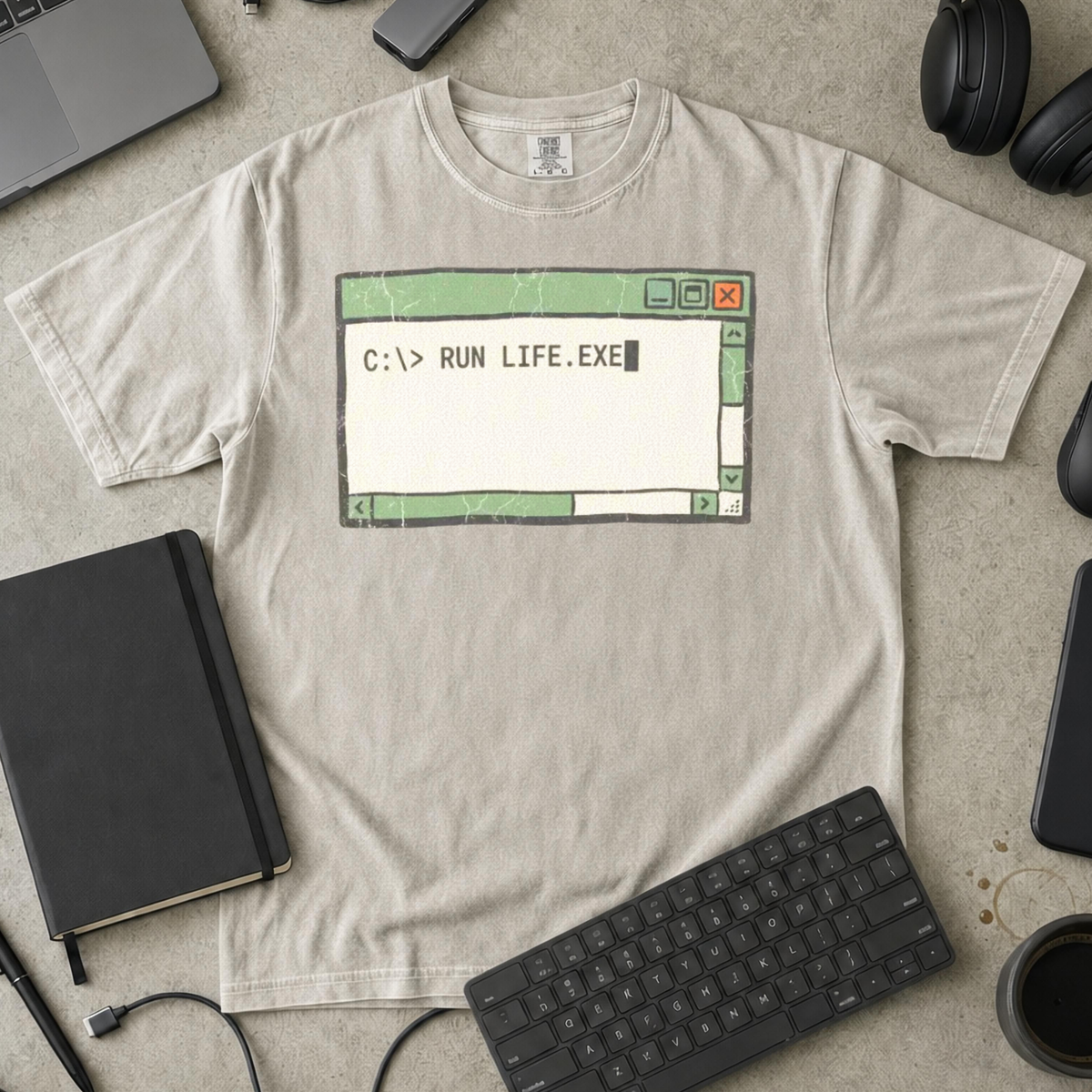 Run Life.exe Premium Shirt — ivory Premium Shirt mock-up