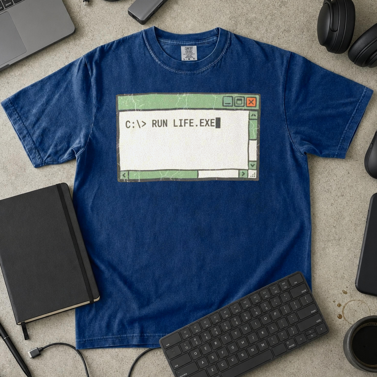 Run Life.exe Premium Shirt — true navy Premium Shirt mock-up