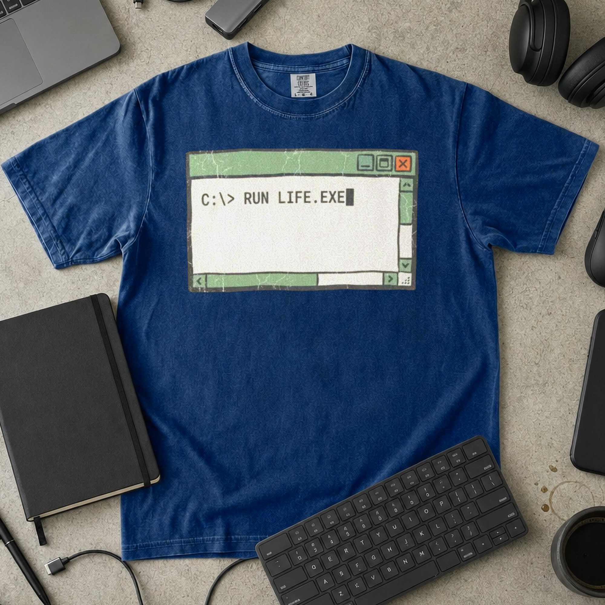 Run Life.exe Premium Shirt — true navy Premium Shirt mock-up