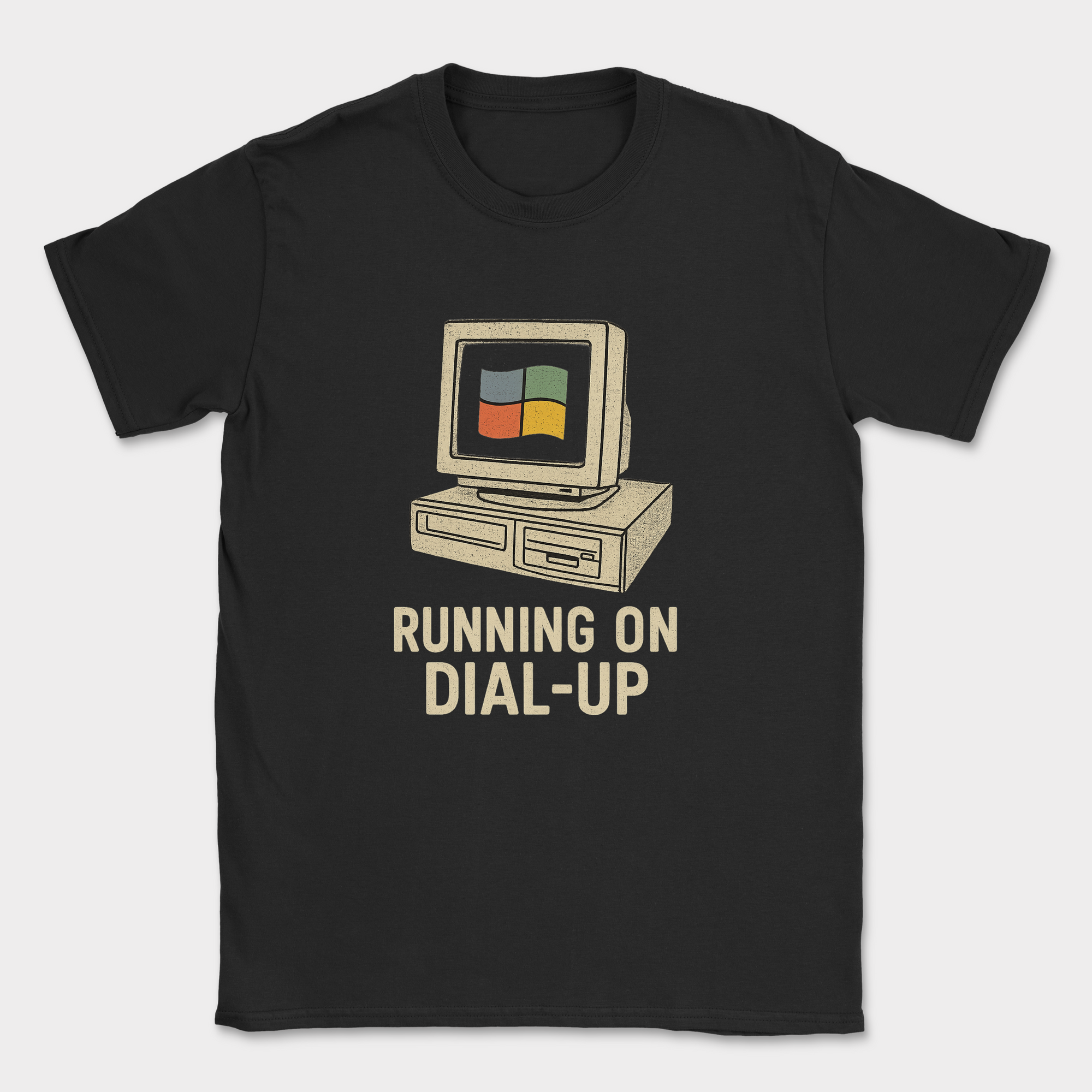 running on dial up shirt — Black