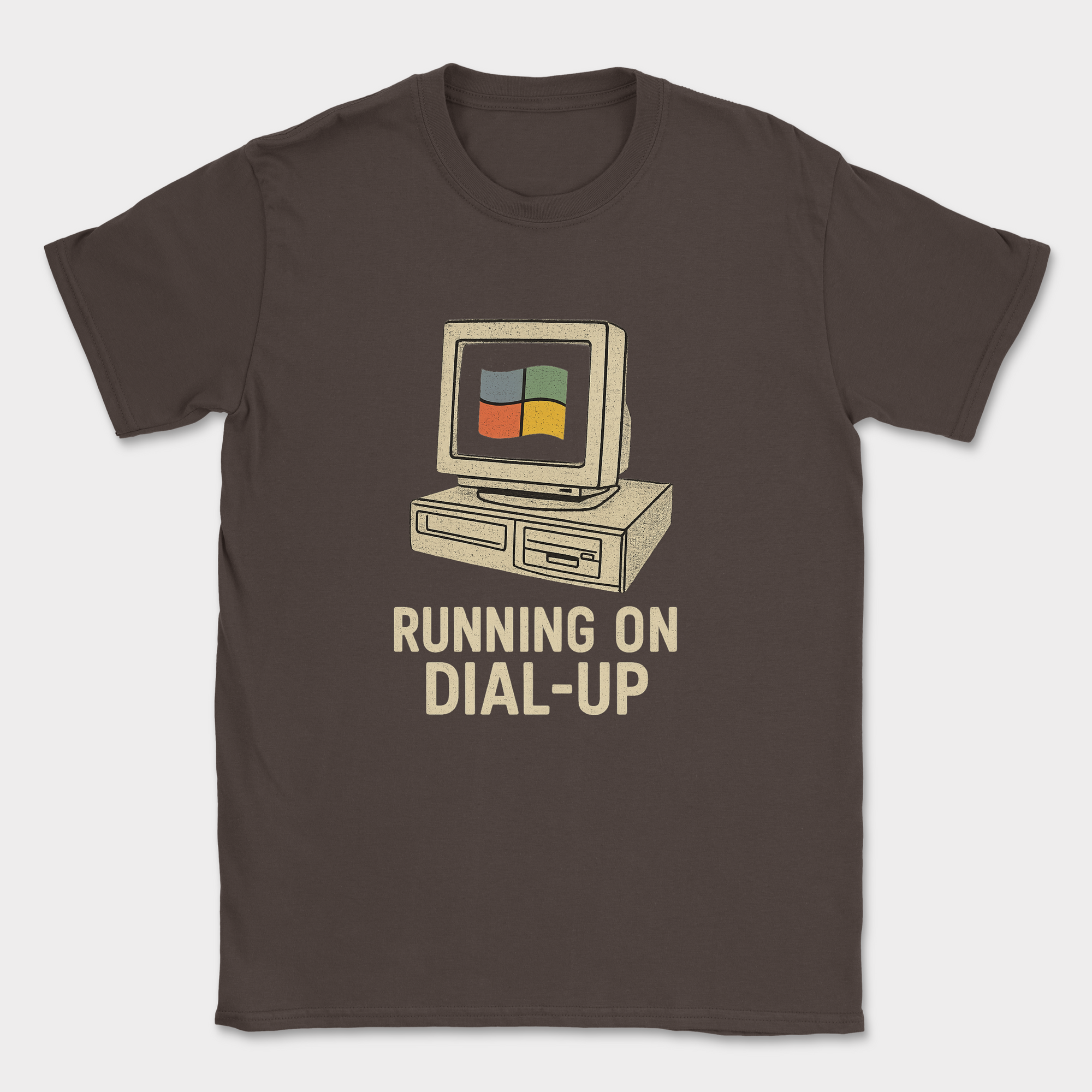 running on dial up shirt — Dark Chocolate