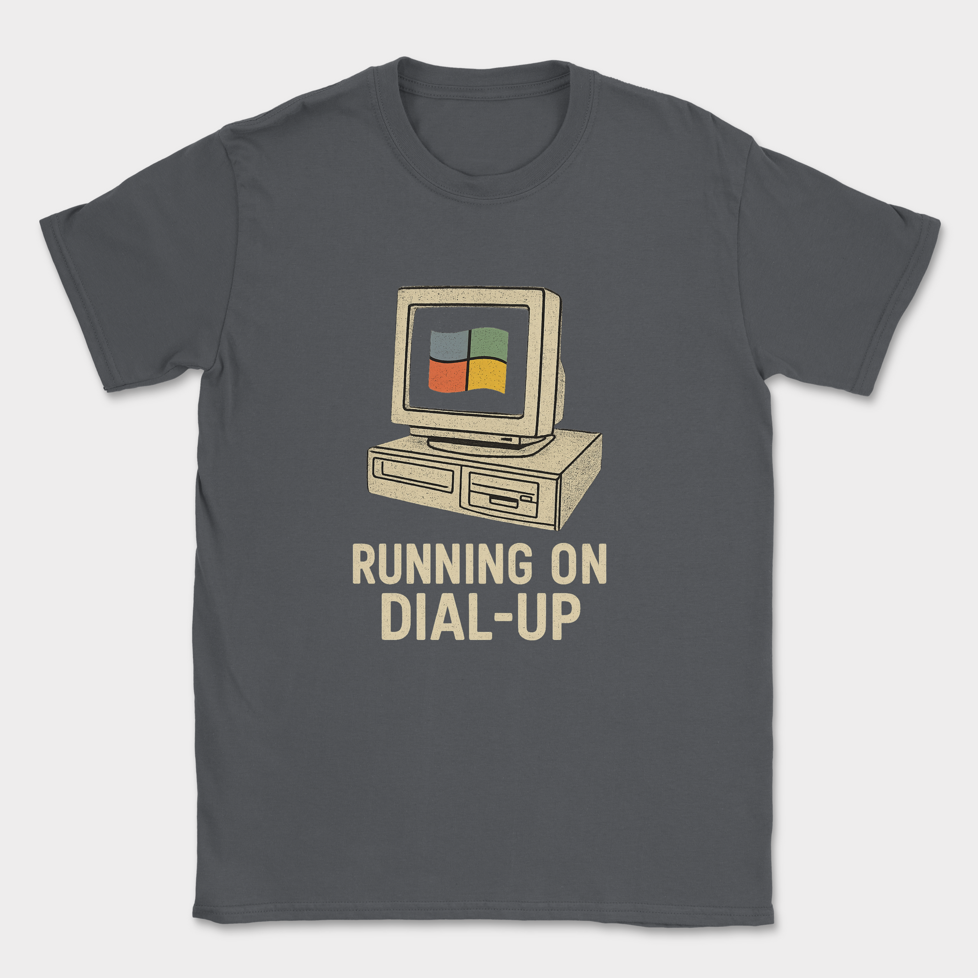 running on dial up shirt — Dark Heather Grey