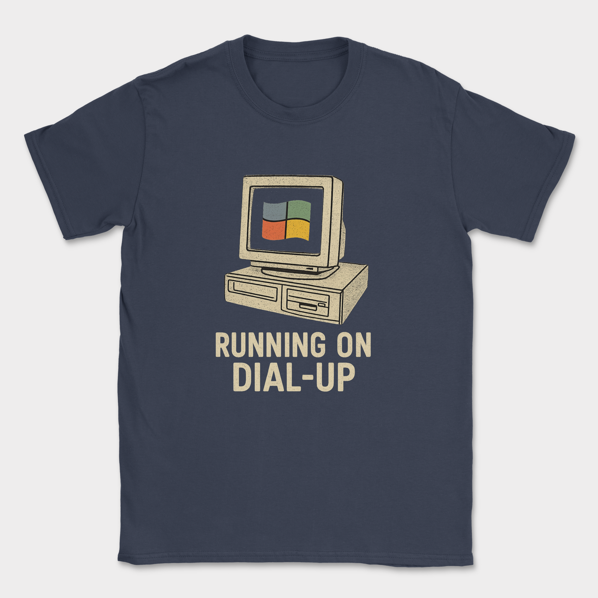 running on dial up shirt — Navy