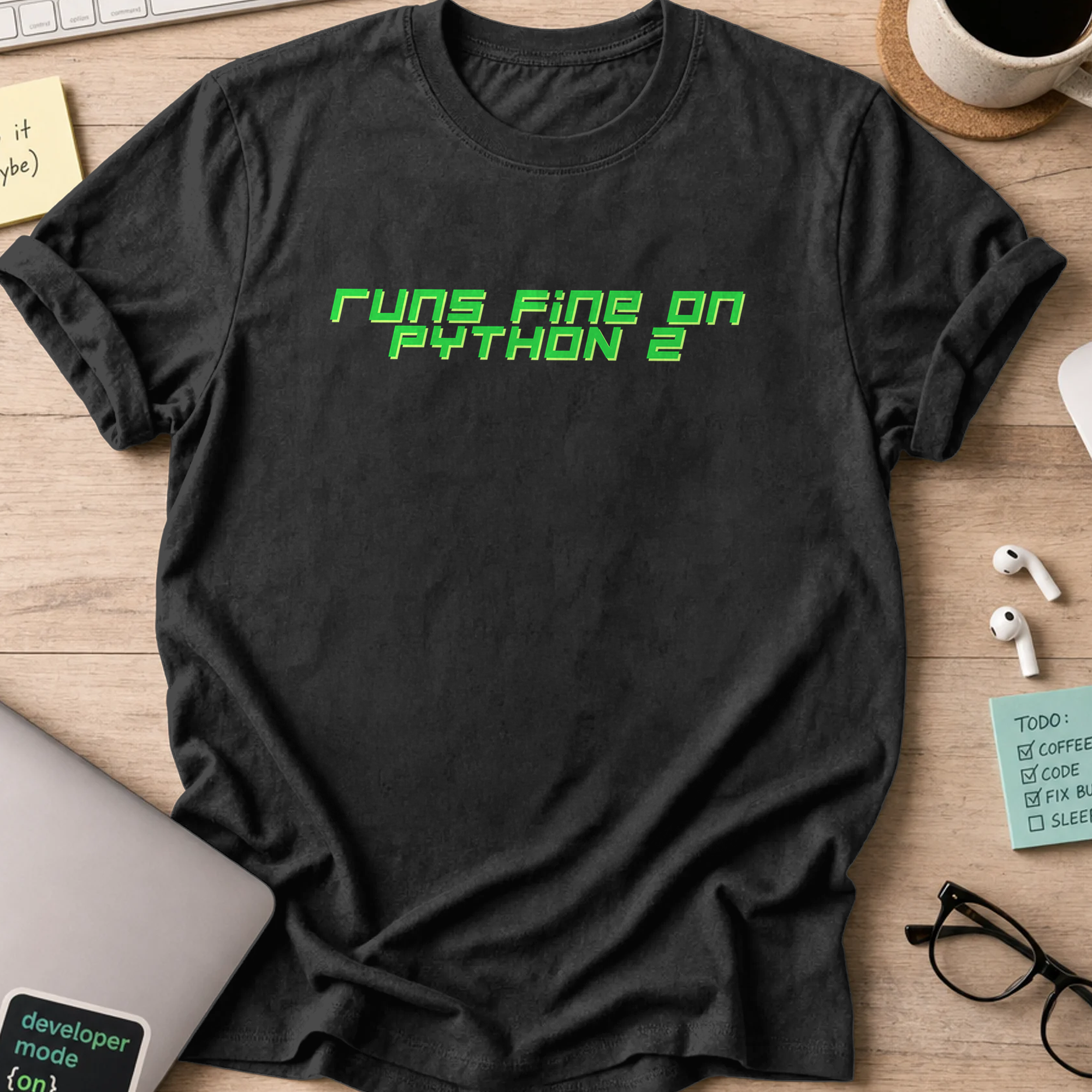 runs fine on python 2 shirt - Black