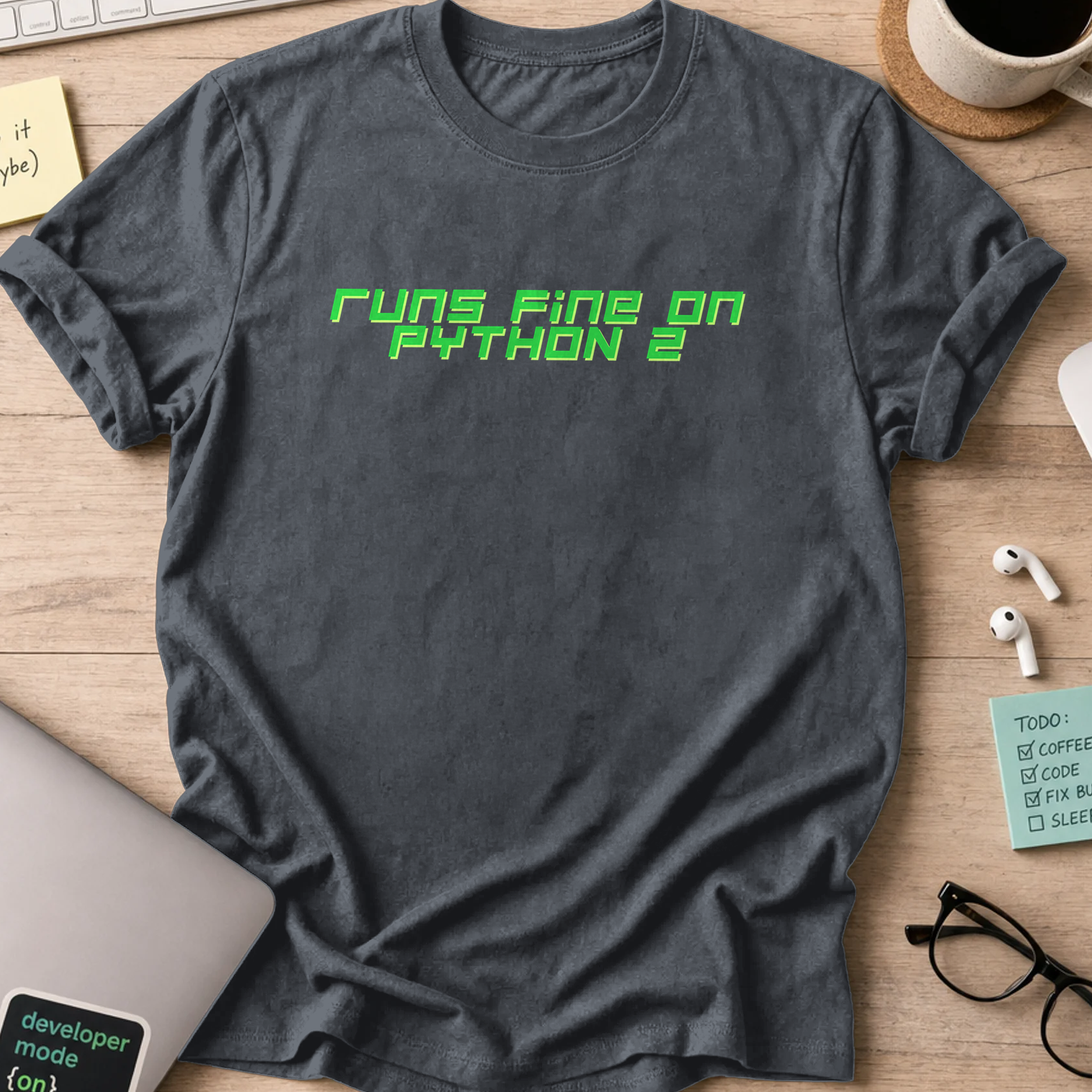 runs fine on python 2 shirt - Dark Heather