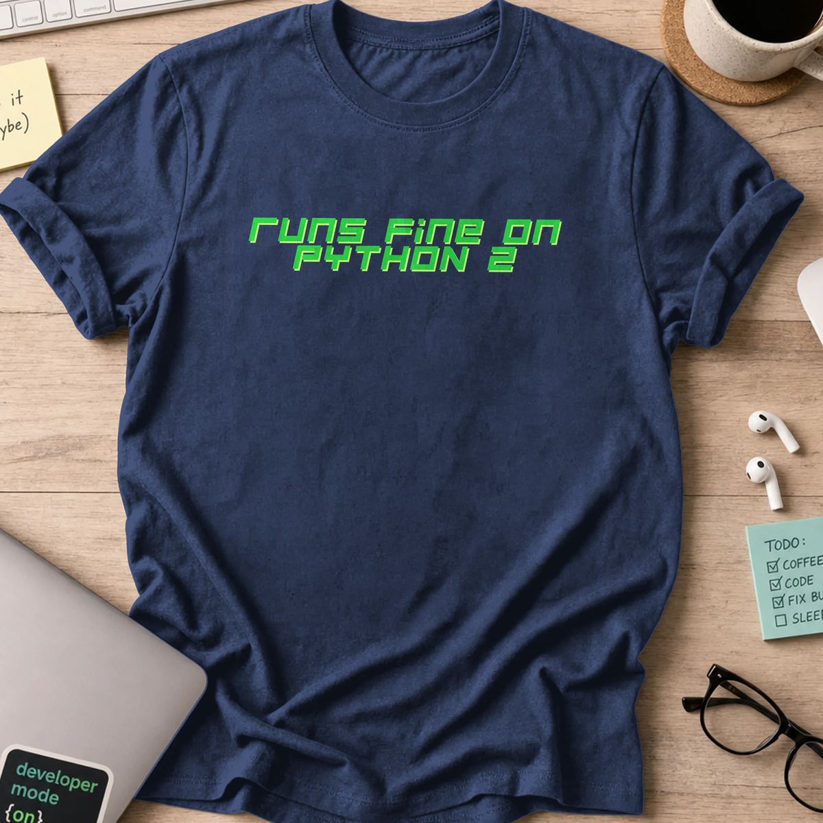 runs fine on python 2 shirt - Navy