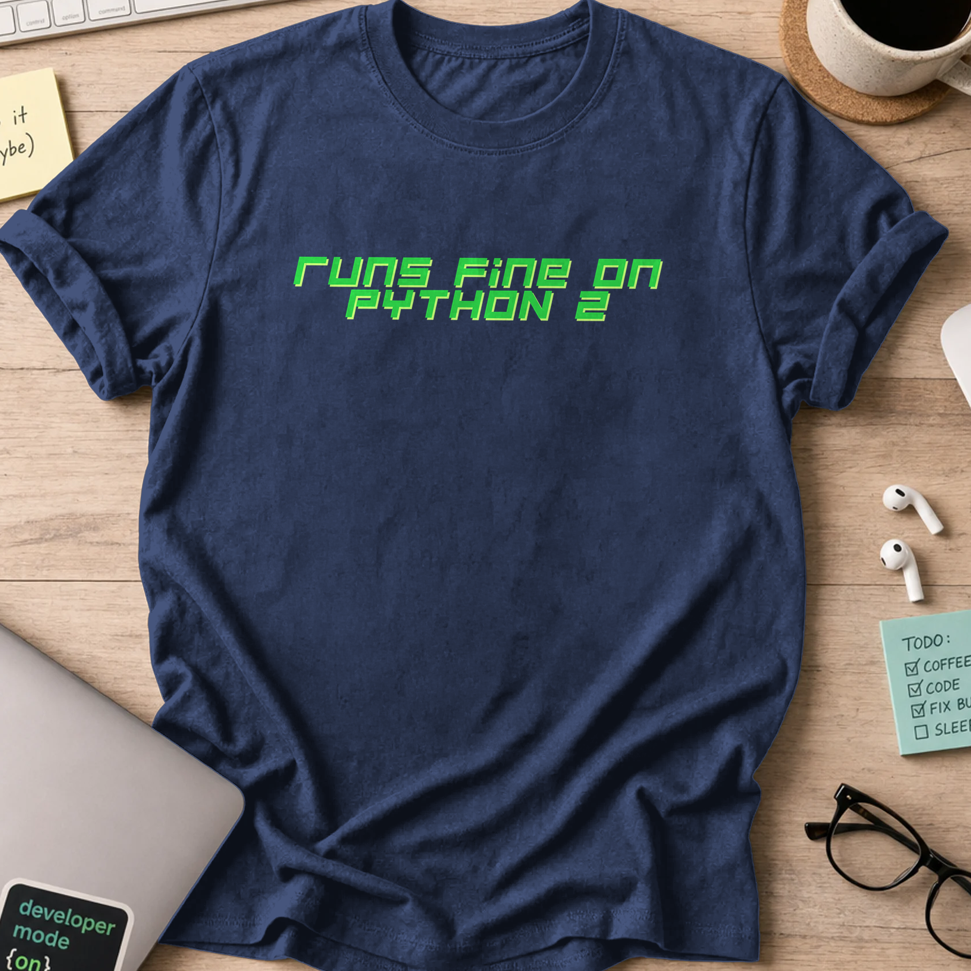 runs fine on python 2 shirt - Navy