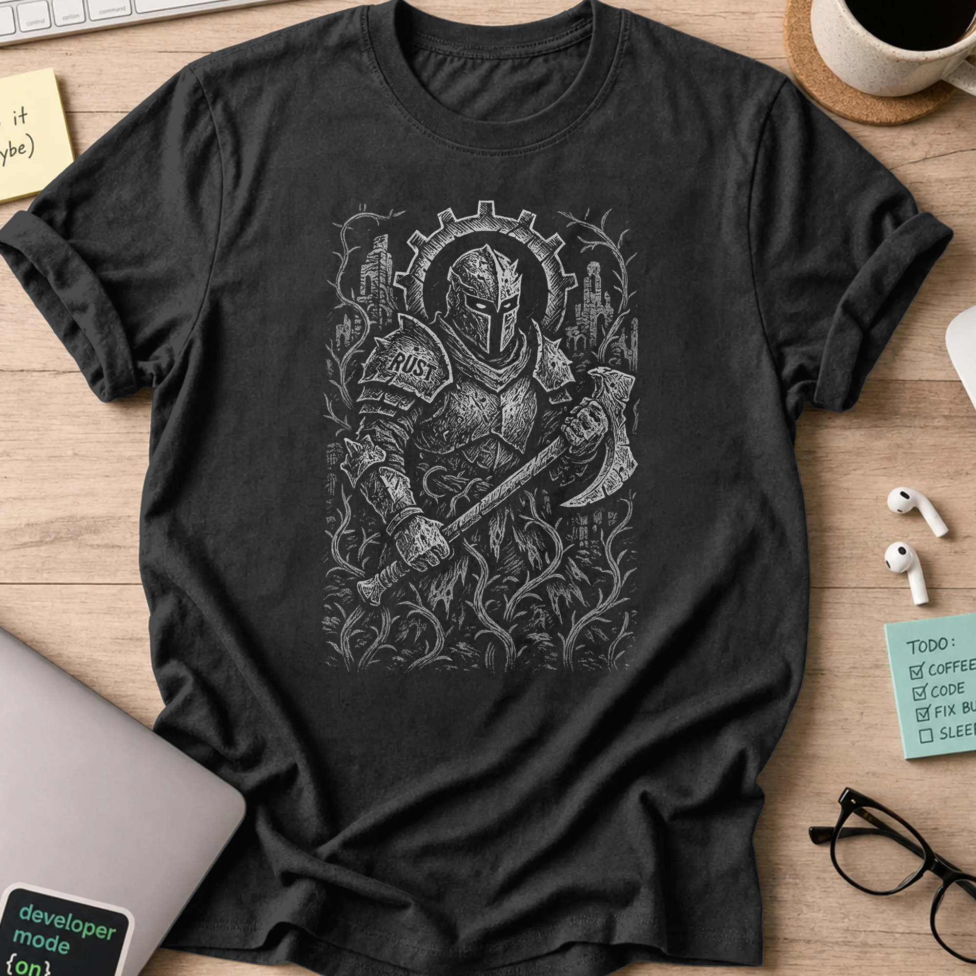 rust knight shirt - Black