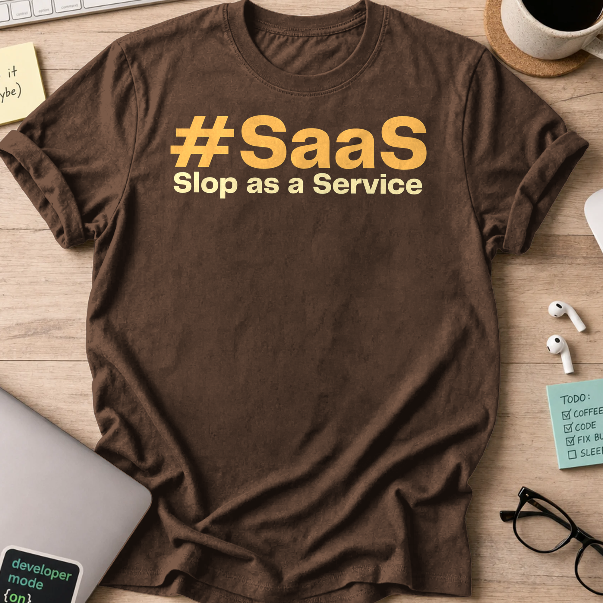#SaaS Slop as a Service Shirt - Dark Chocolate