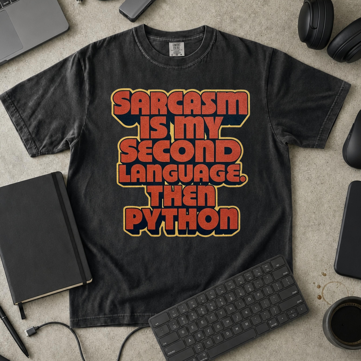 Sarcasm Is My Second Language Premium Shirt — black Premium Shirt mock-up