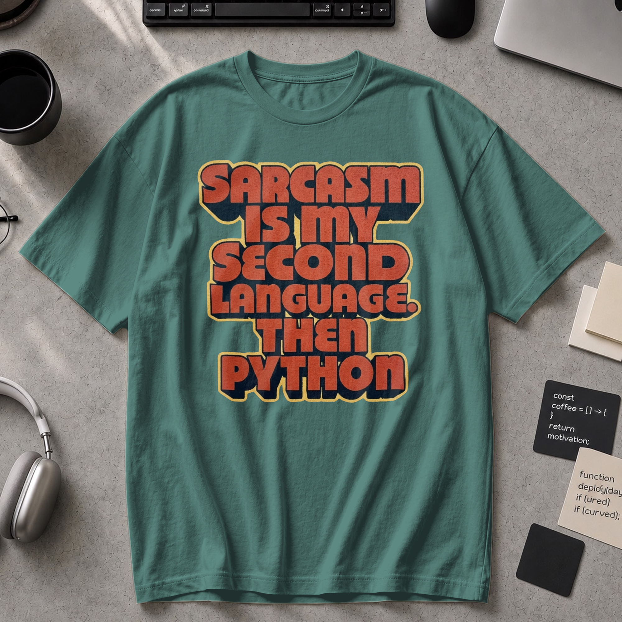Sarcasm Is My Second Language Premium Shirt - Blue Spruce