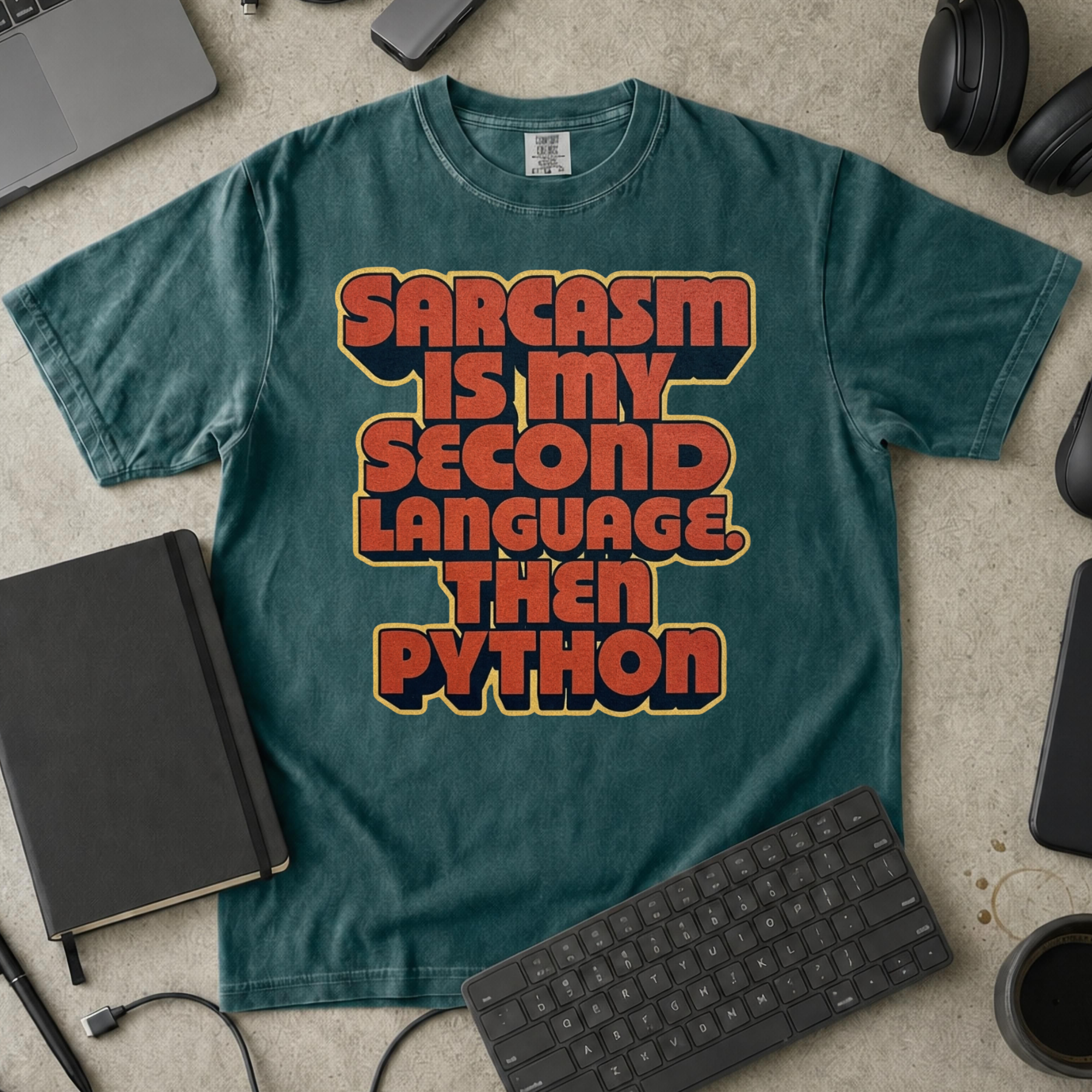 Sarcasm Is My Second Language Premium Shirt — blue spruce Premium Shirt mock-up