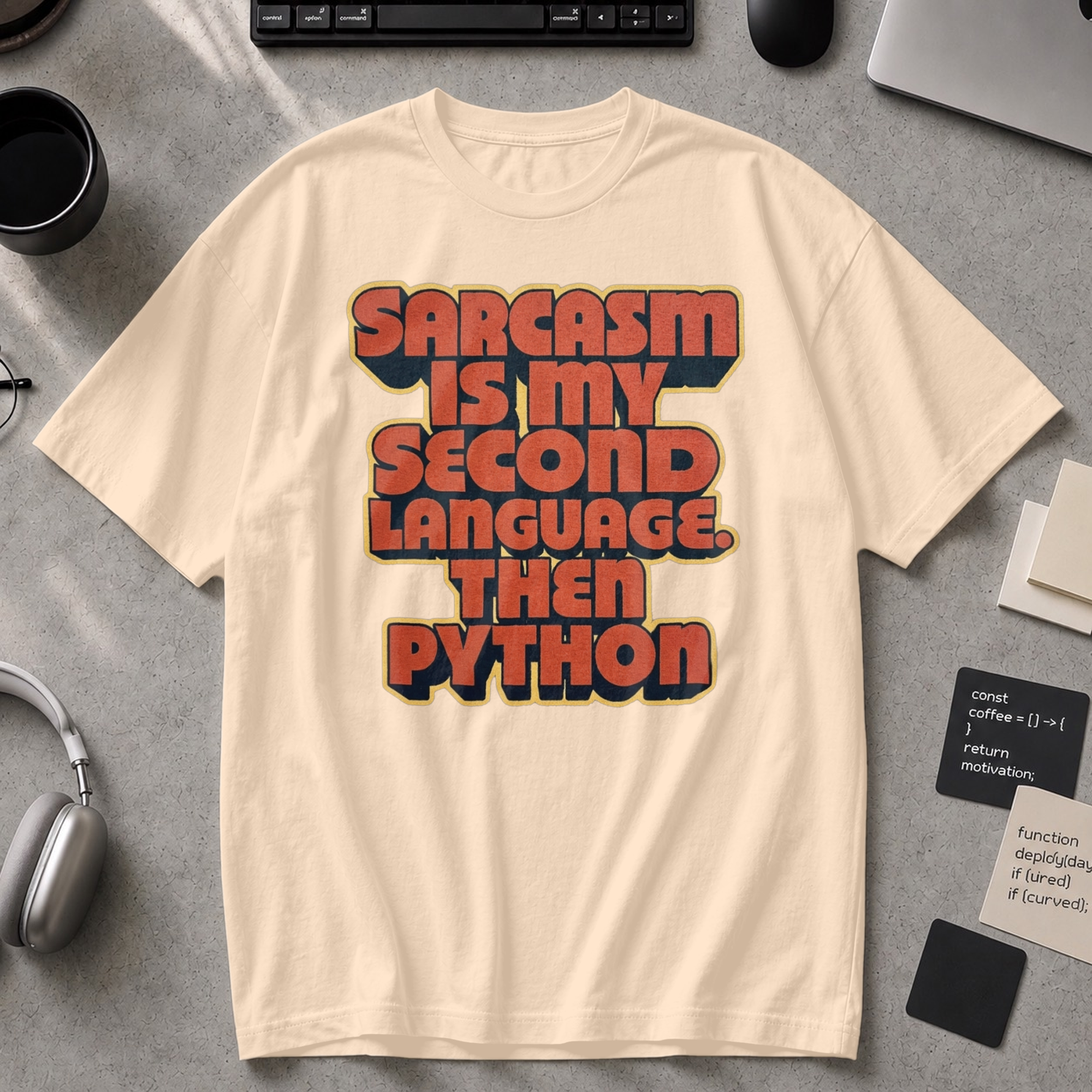 Sarcasm Is My Second Language Premium Shirt - Ivory