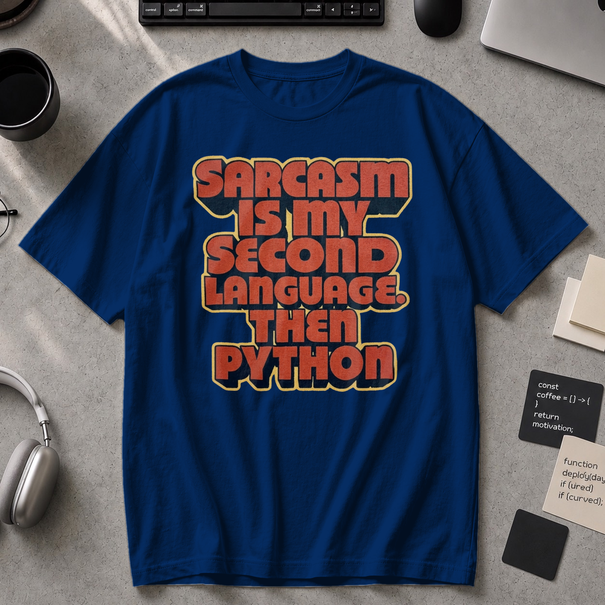 Sarcasm Is My Second Language Premium Shirt - True Navy