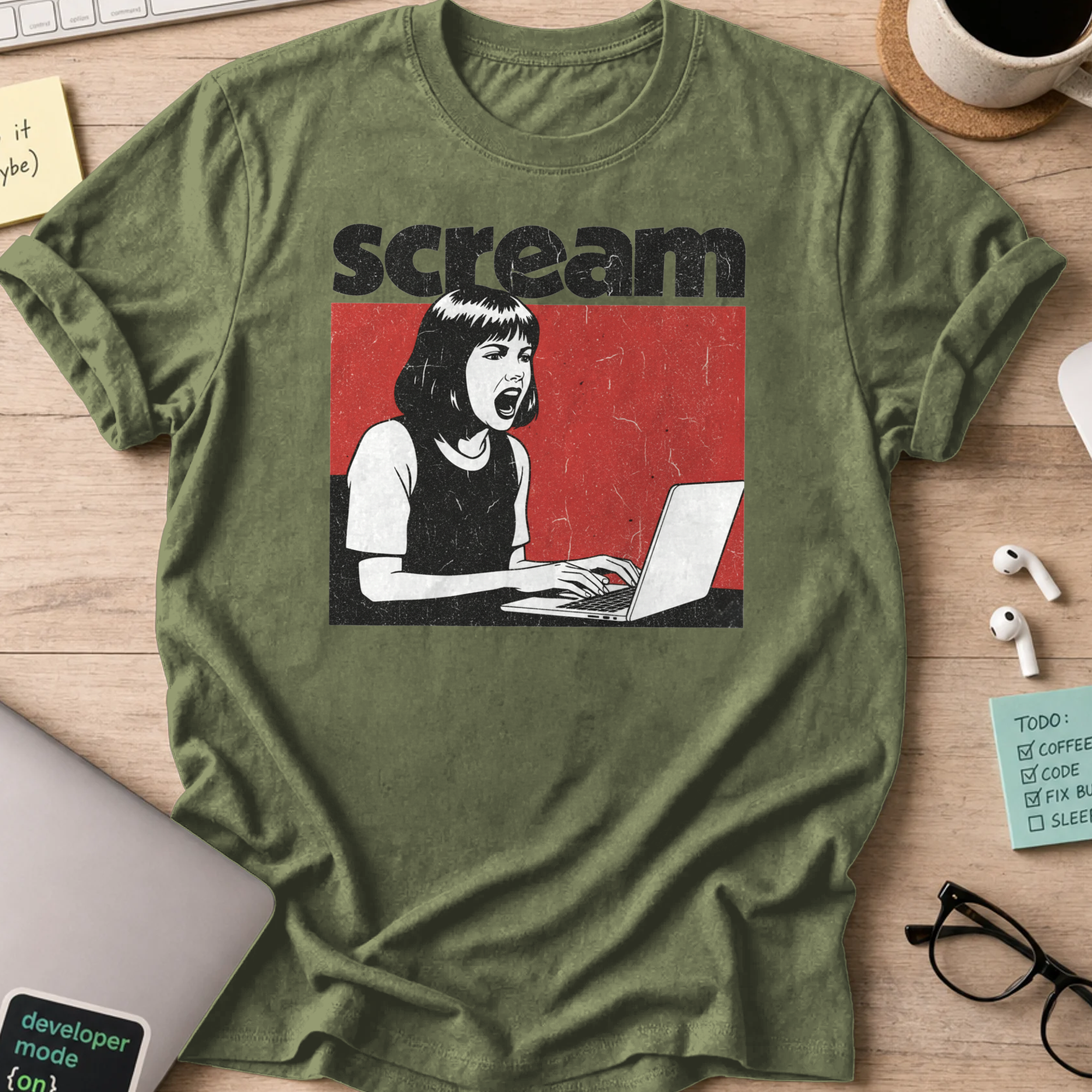 scream shirt - Military Green