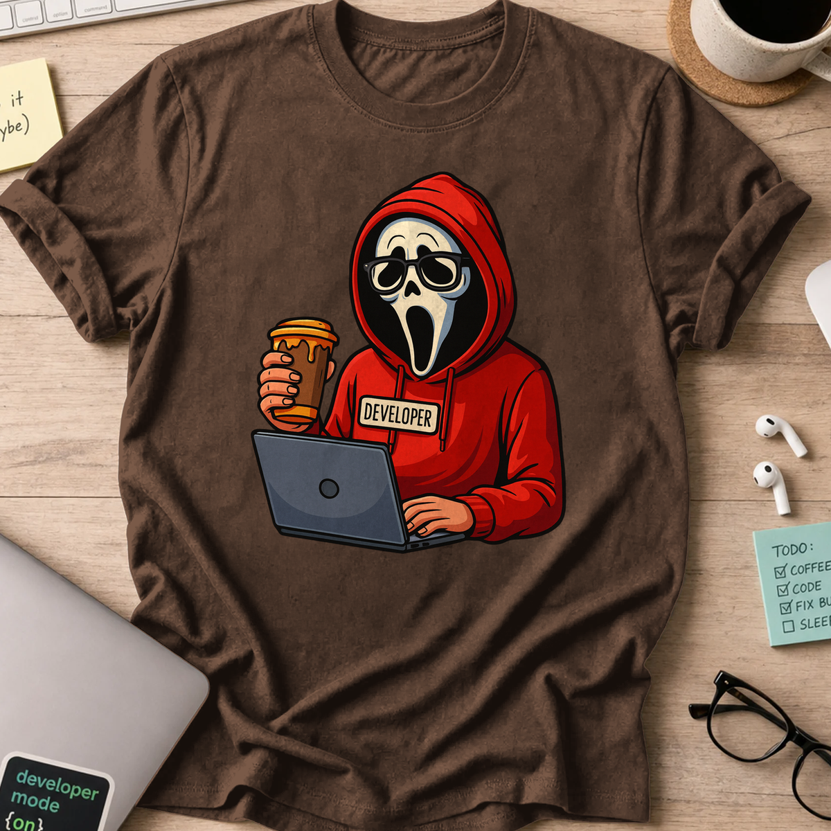 scream developer shirt - Dark Chocolate