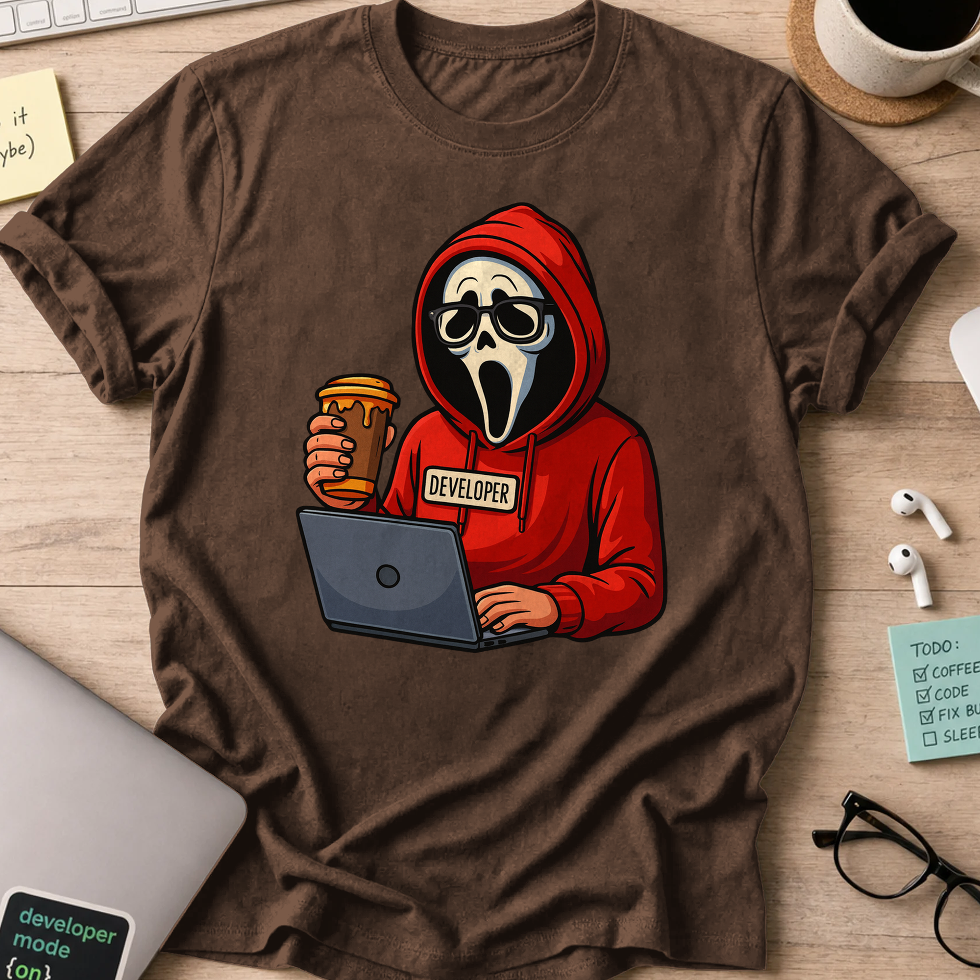 scream developer shirt - Dark Chocolate