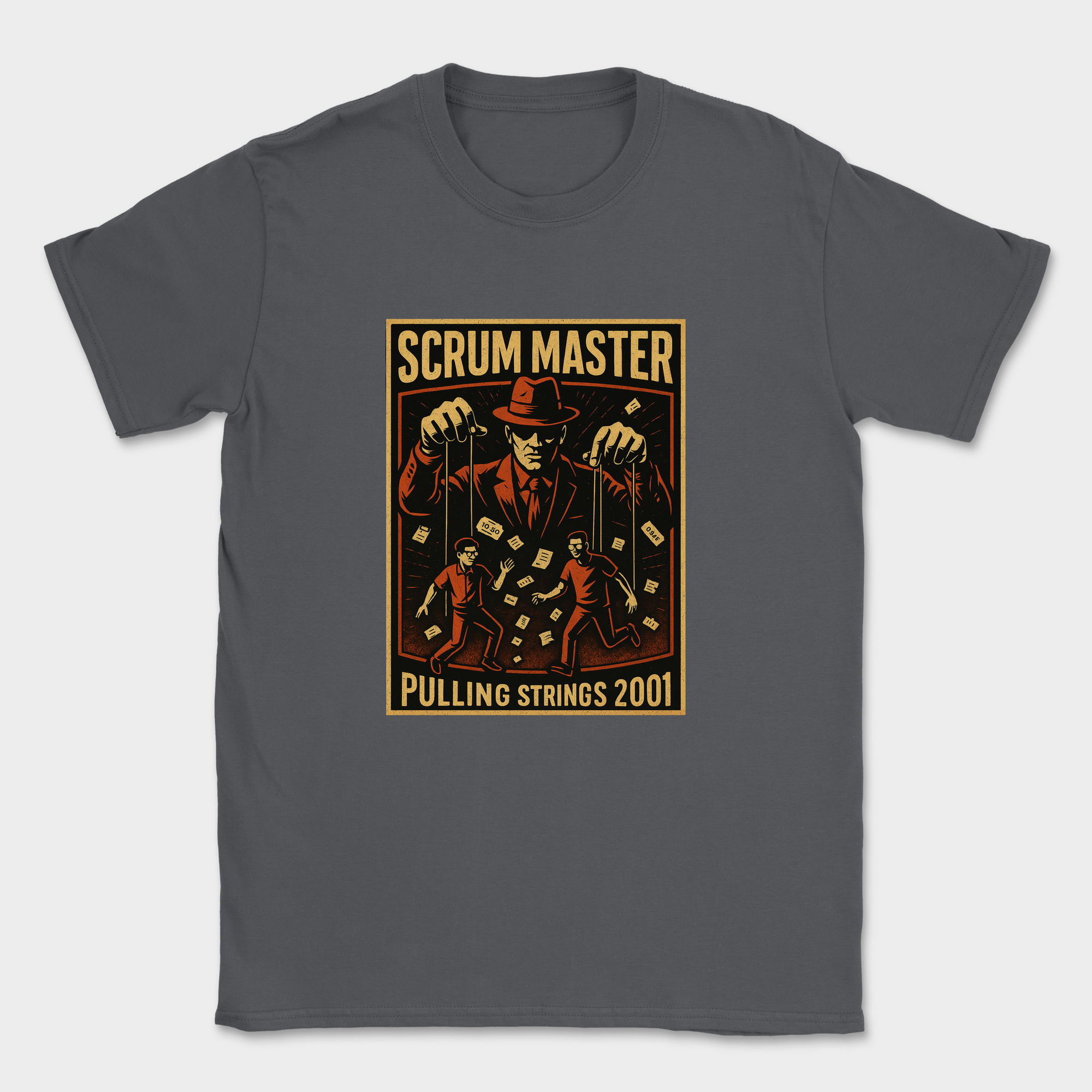 scrum master pulling strings shirt — Dark Heather Grey