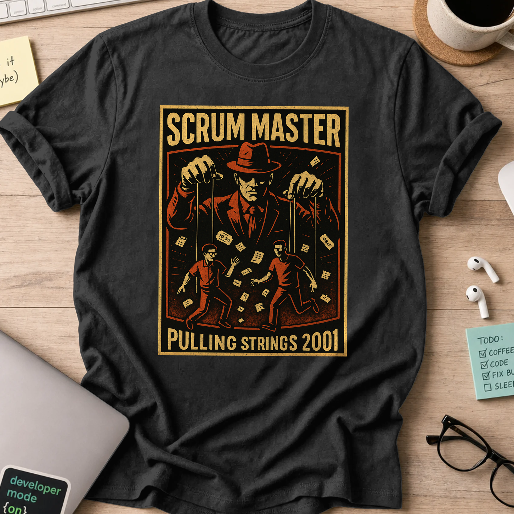 scrum master pulling strings shirt - Black