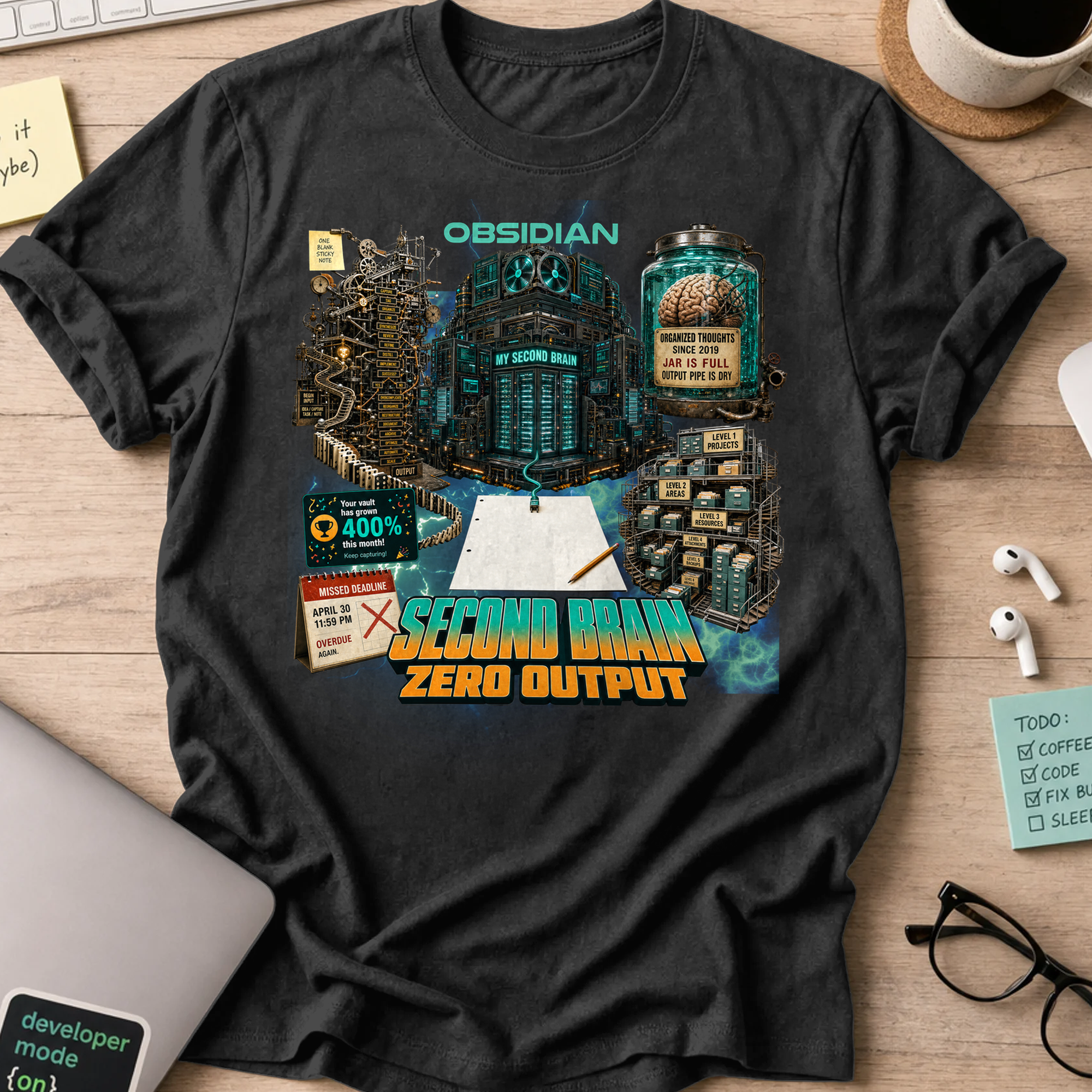 Second Brain Zero Output Shirt - Black