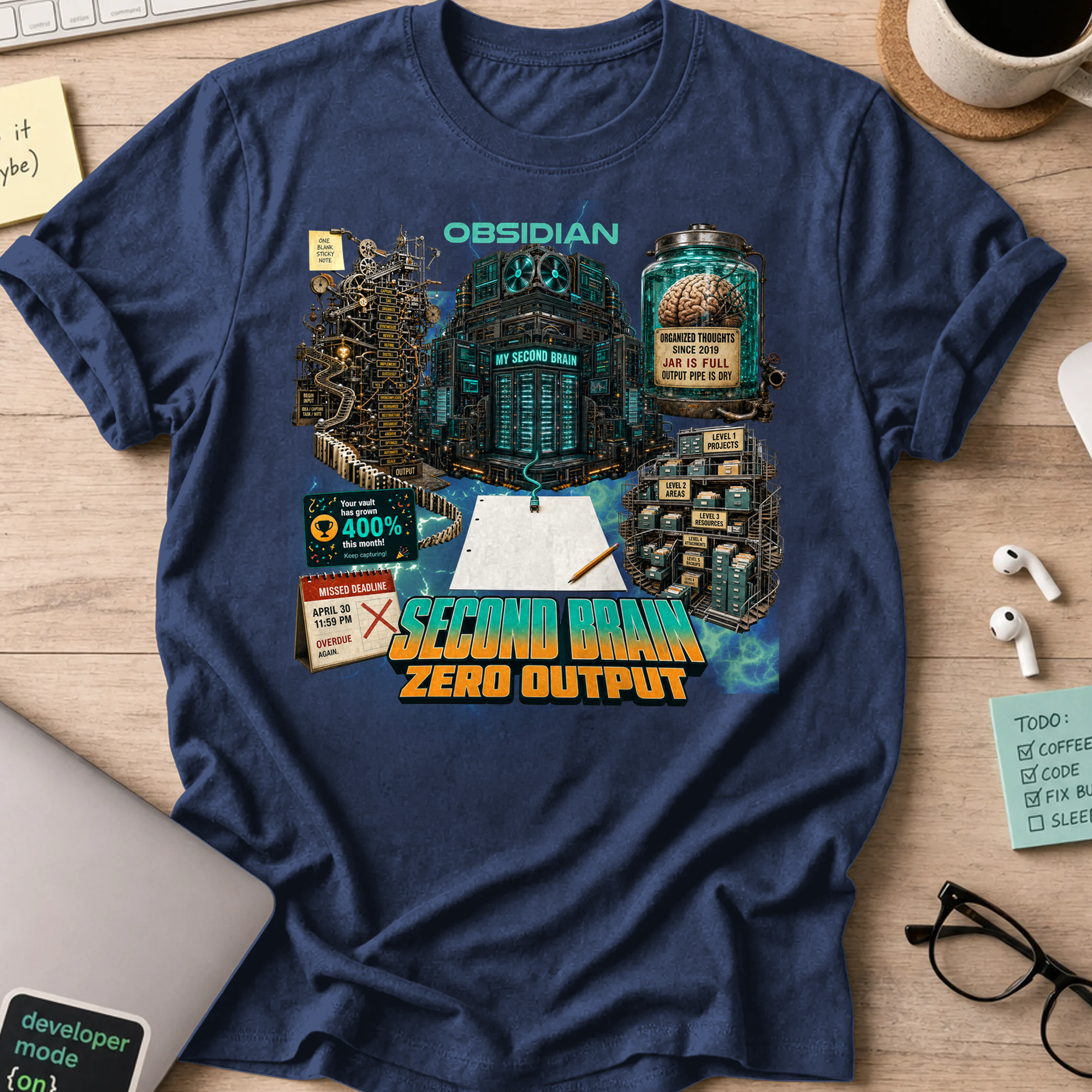 Second Brain Zero Output Shirt - Navy
