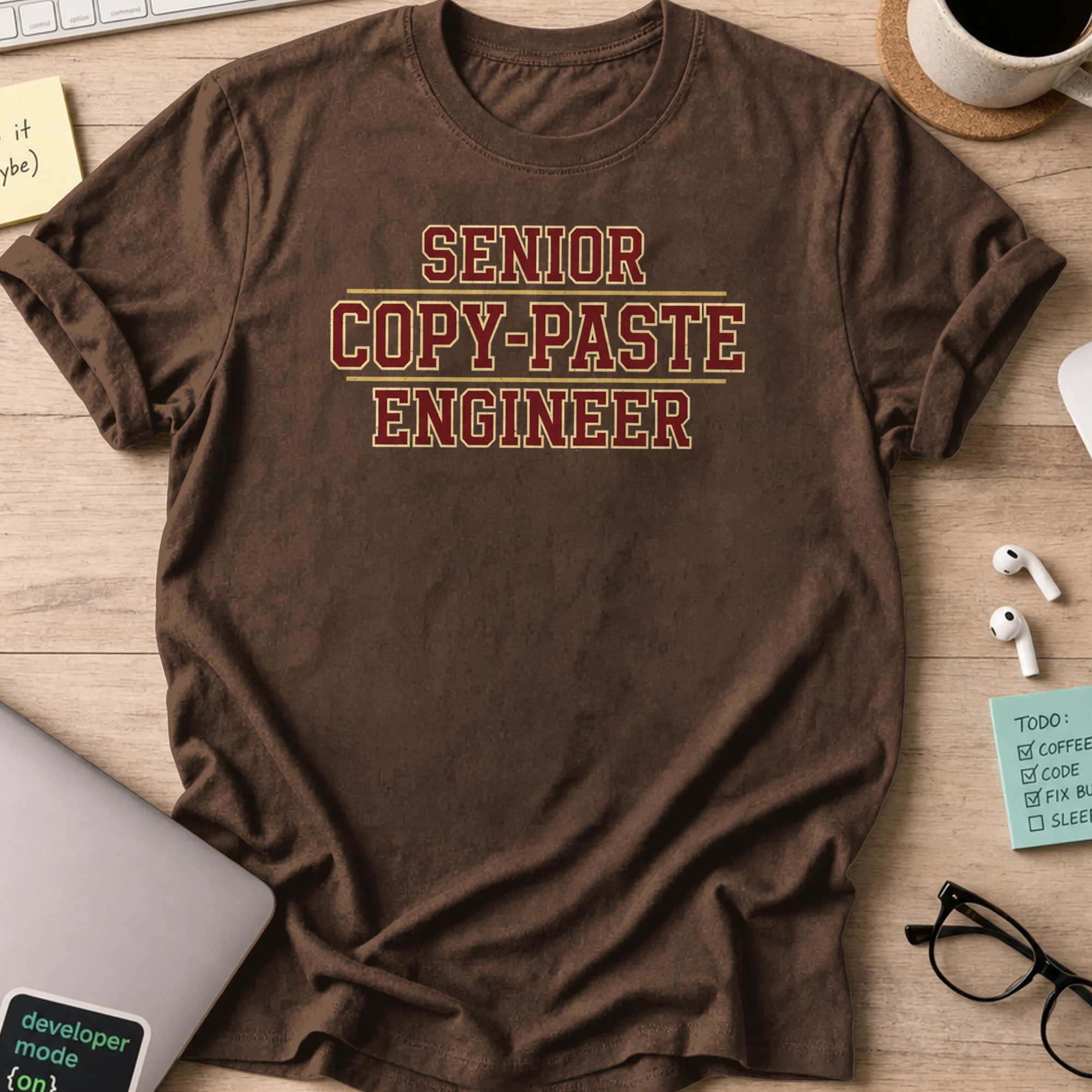 senior copy paste engineer shirt - Dark Chocolate
