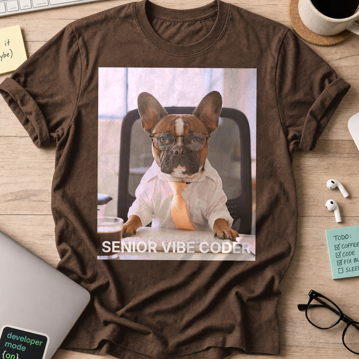 Senior Vibe Coder Shirt - Dark Chocolate