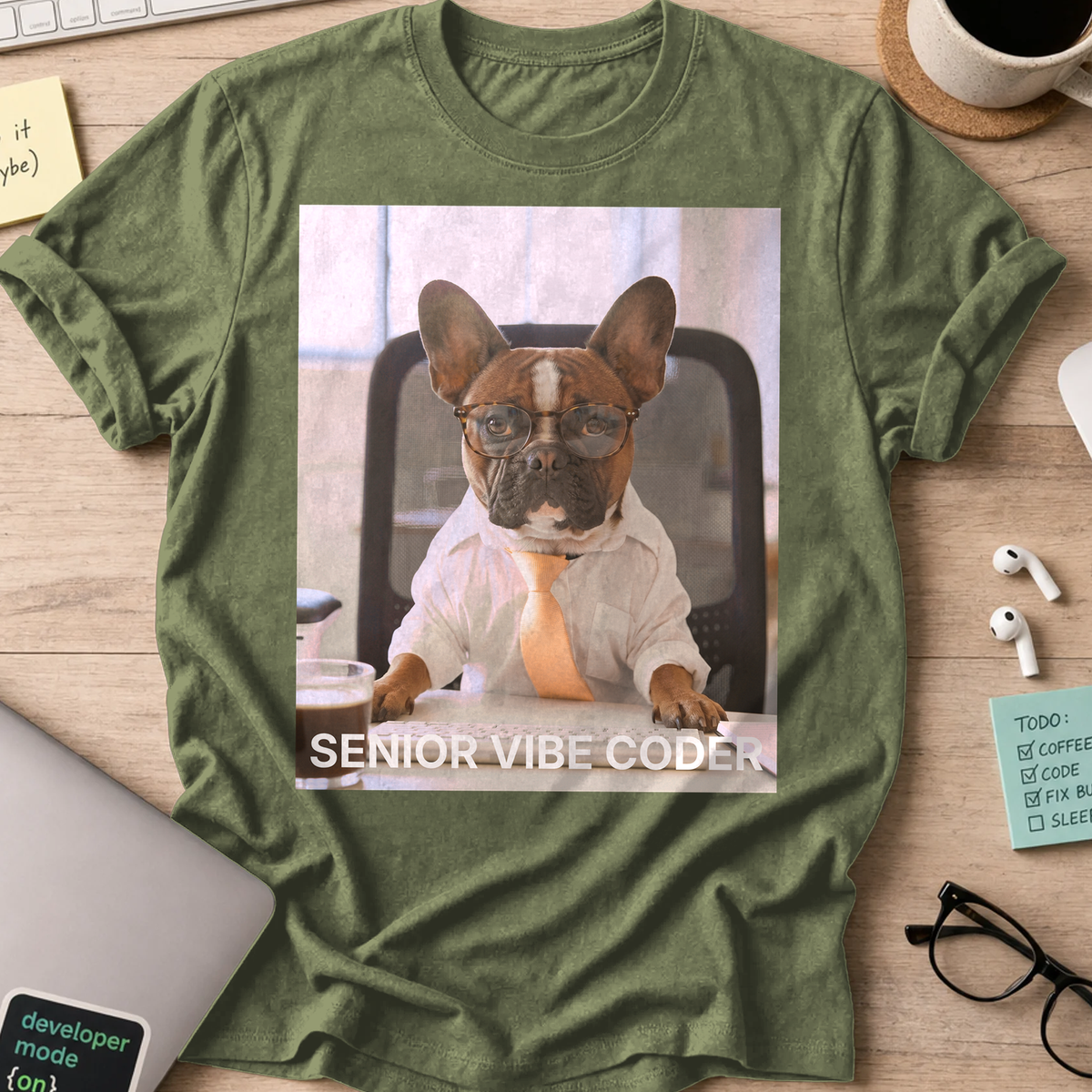 Senior Vibe Coder Shirt - Military Green