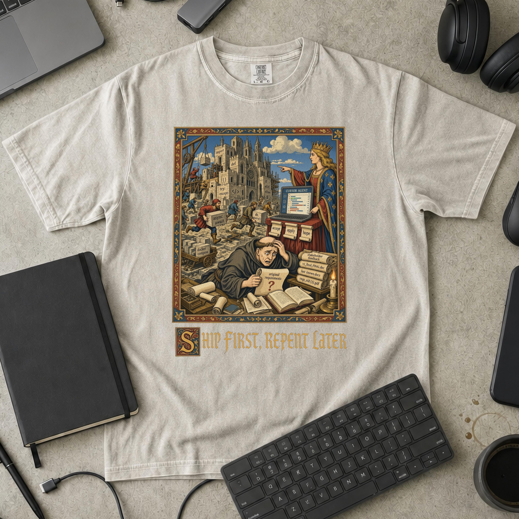 Ship First Repent Later Premium Shirt — ivory Premium Shirt mock-up