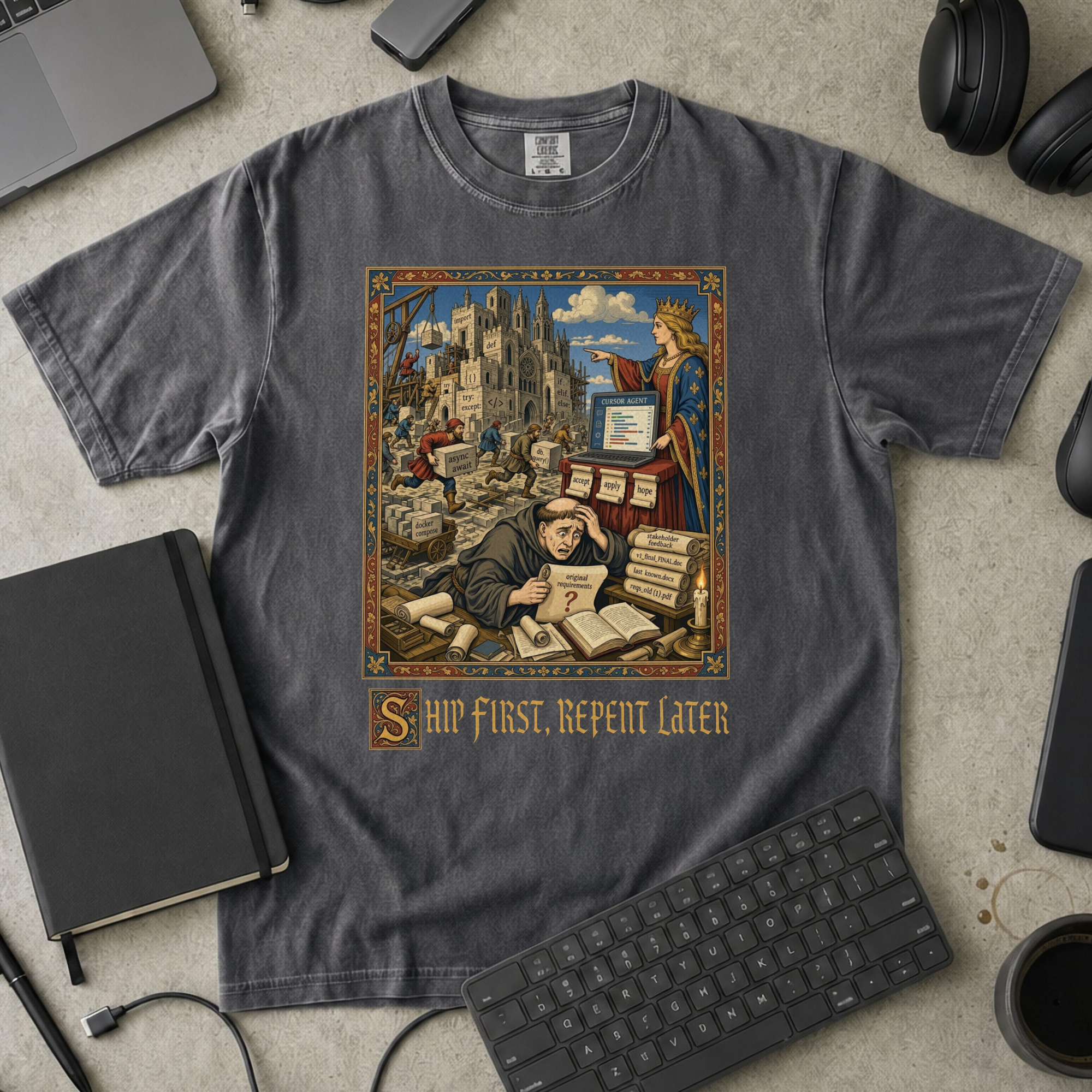Ship First Repent Later Premium Shirt — pepper Premium Shirt mock-up