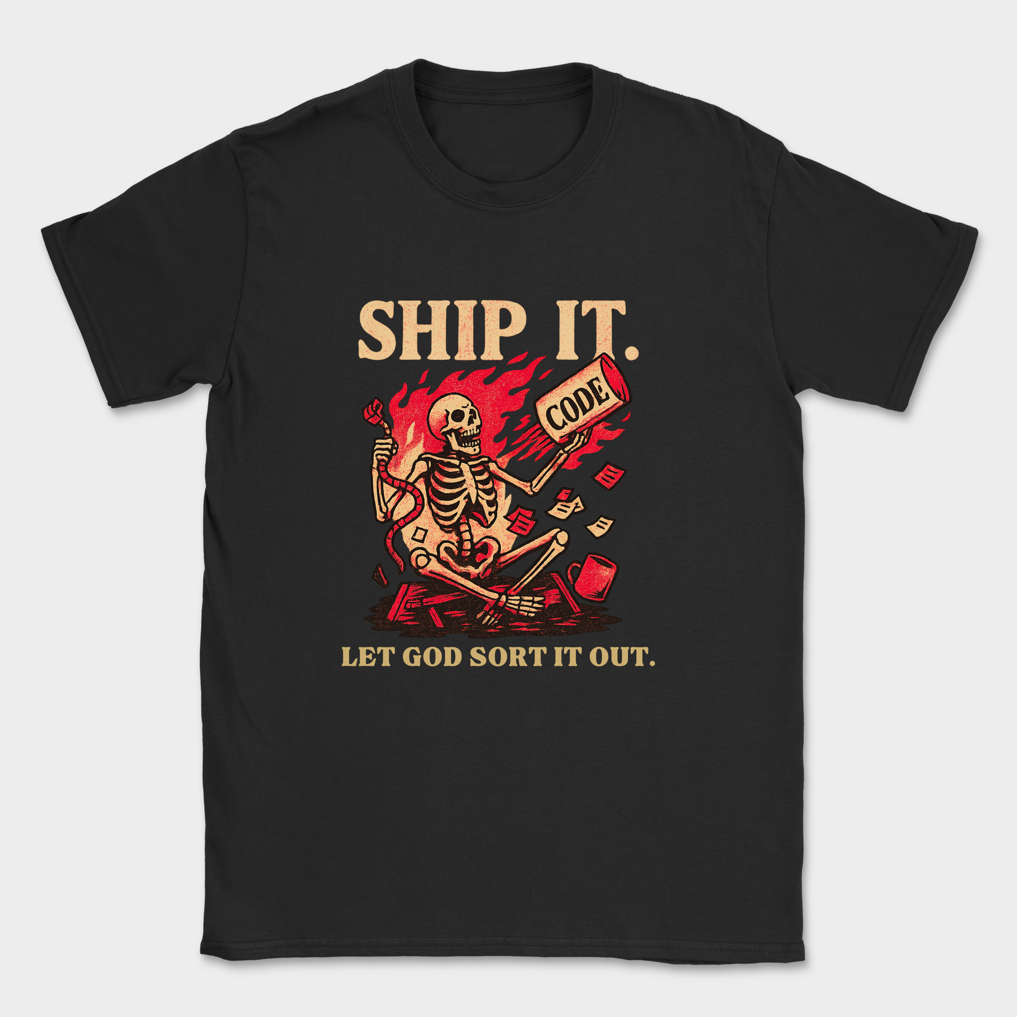 ship it. let god sort it out. skeleton shirt — Black