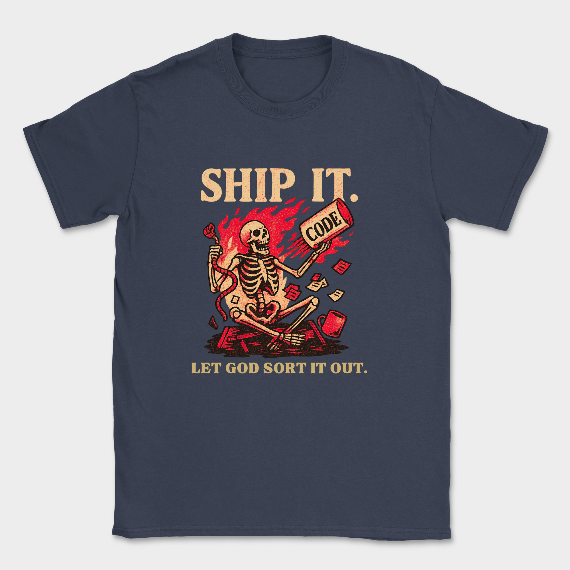 ship it. let god sort it out. skeleton shirt — Navy