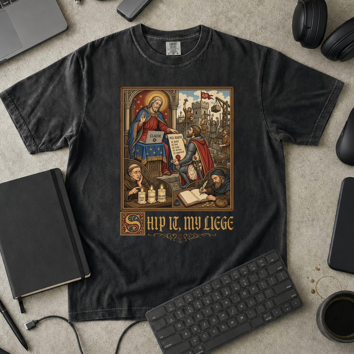 Ship It My Liege Premium Shirt — black Premium Shirt mock-up