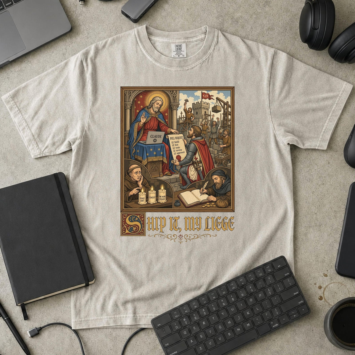 Ship It My Liege Premium Shirt — ivory Premium Shirt mock-up