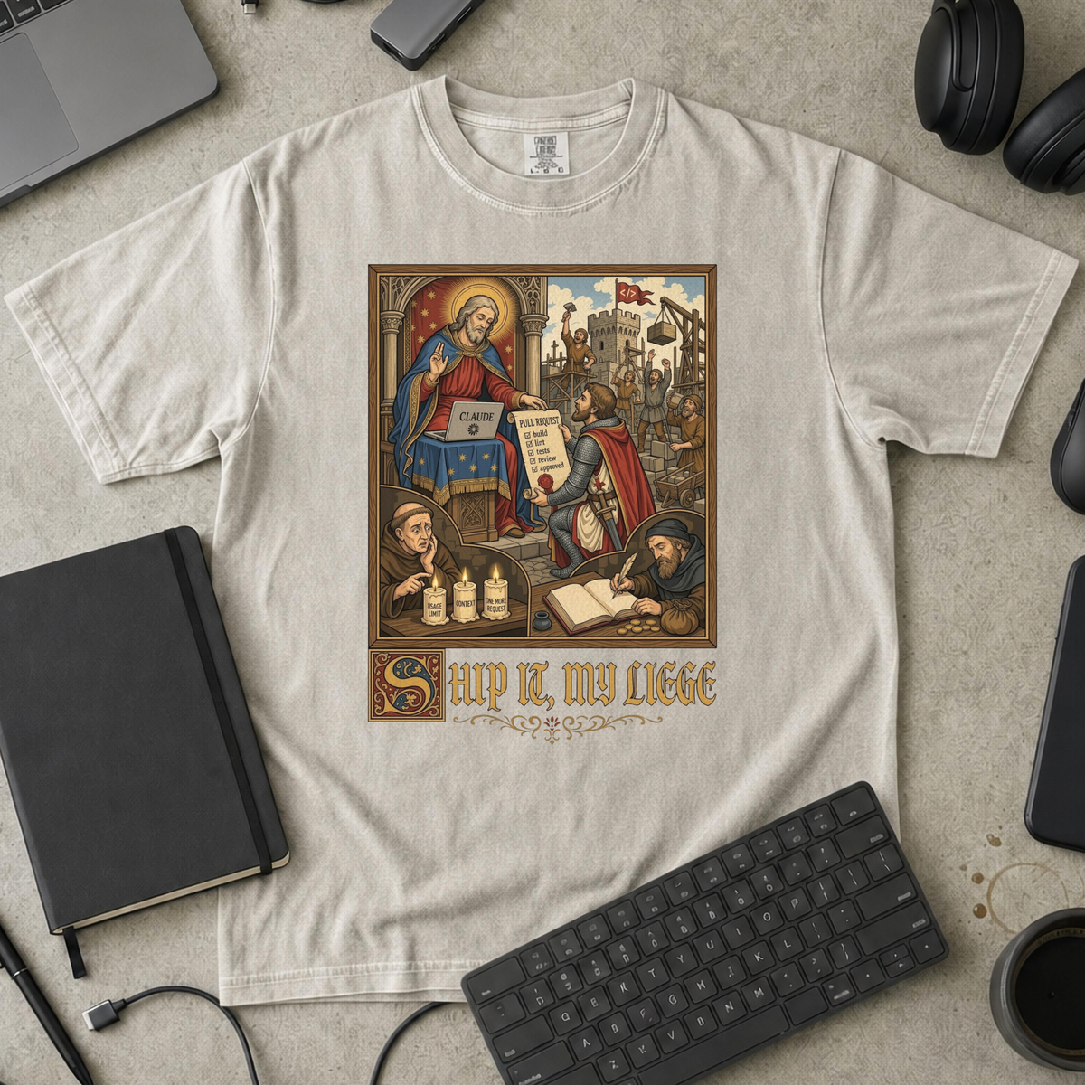 Ship It My Liege Premium Shirt — ivory Premium Shirt mock-up