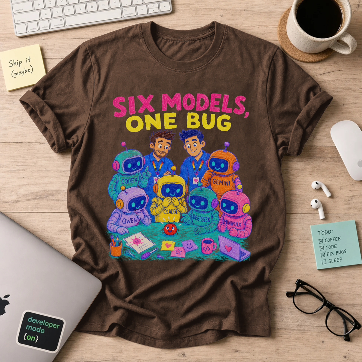 Six Models, One Bug Shirt — Dark Chocolate