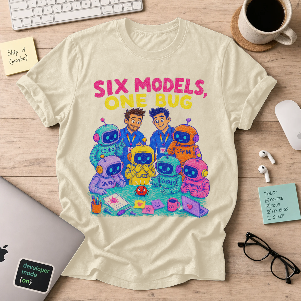 Six Models, One Bug Shirt — Natural