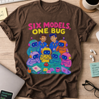 Six Models, One Bug Shirt — Dark Chocolate storefront mockup