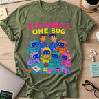 Six Models, One Bug Shirt — Military Green storefront mockup