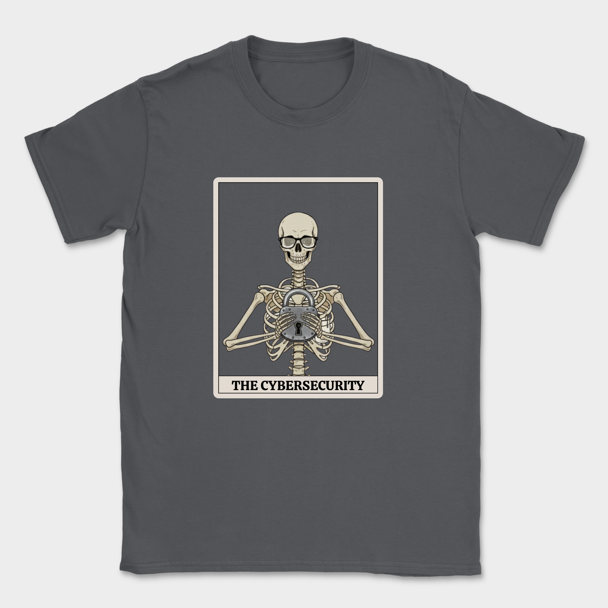 skeleton cybersecurity shirt — Dark Heather Grey
