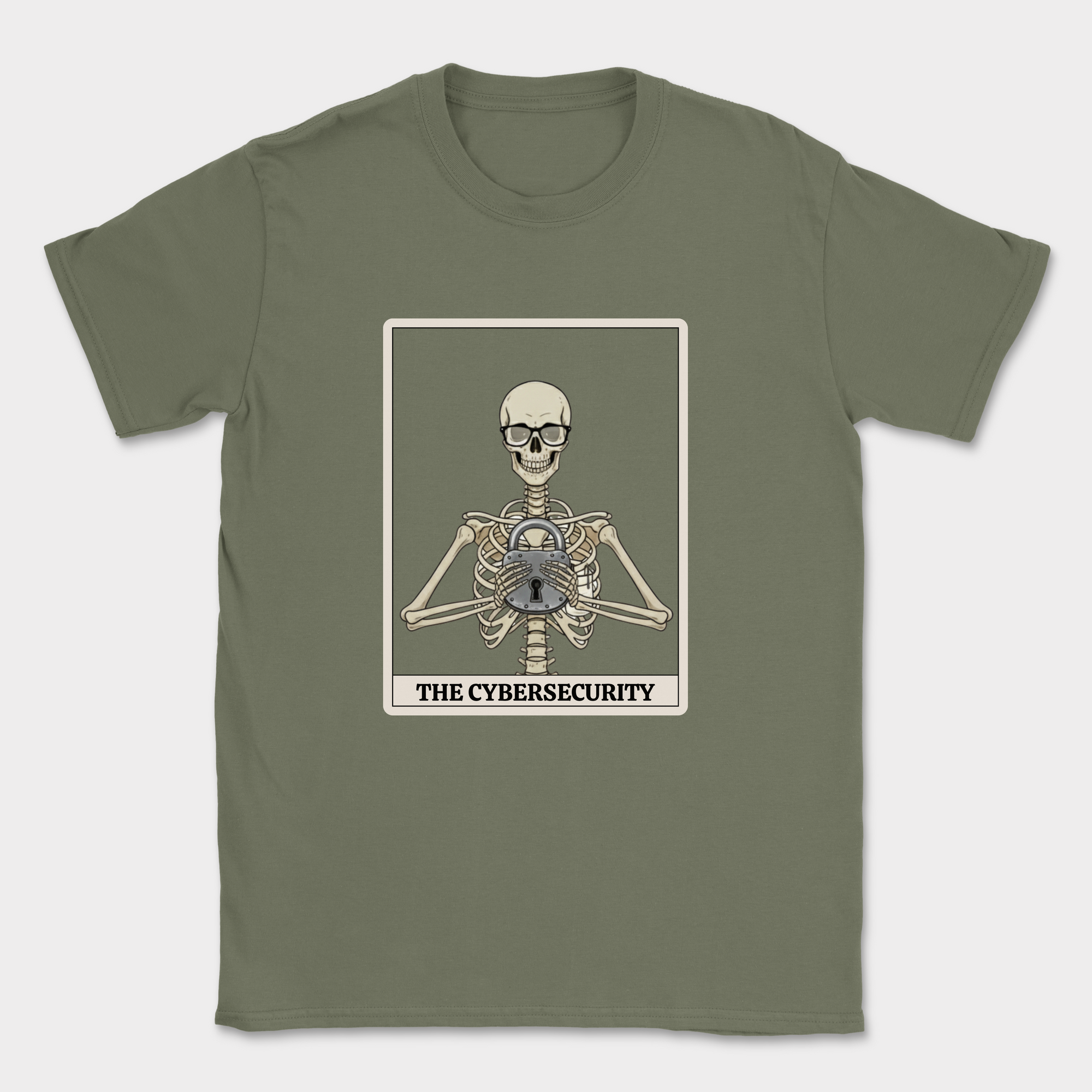 skeleton cybersecurity shirt — Military Green