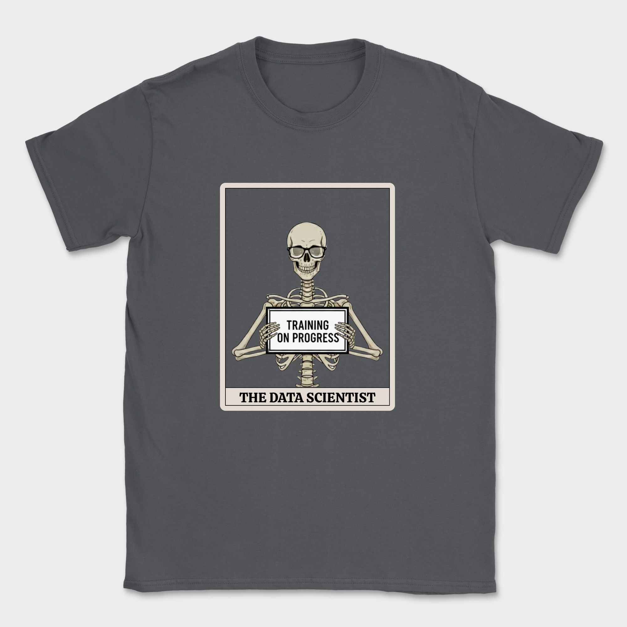 skeleton data scientist shirt — Dark Heather Grey