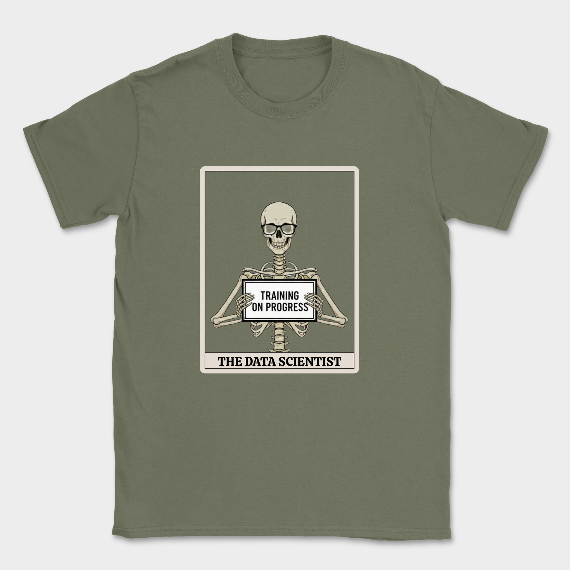 skeleton data scientist shirt — Military Green