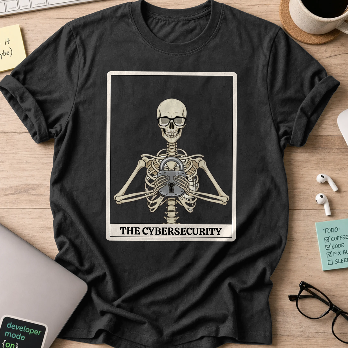 skeleton cybersecurity shirt - Black